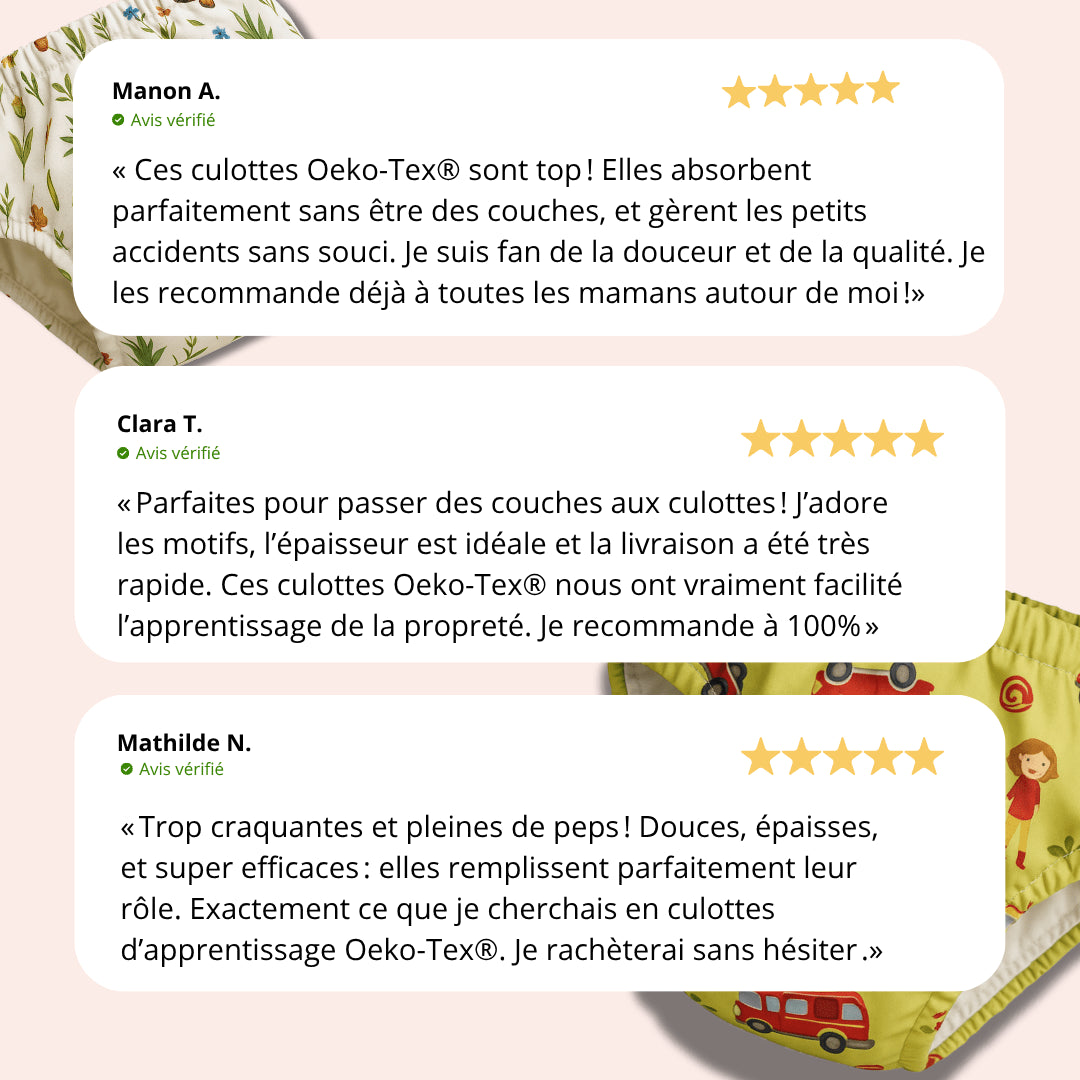Lot de 3 culottes Oeko-Tex® - Motifs Coccinelles