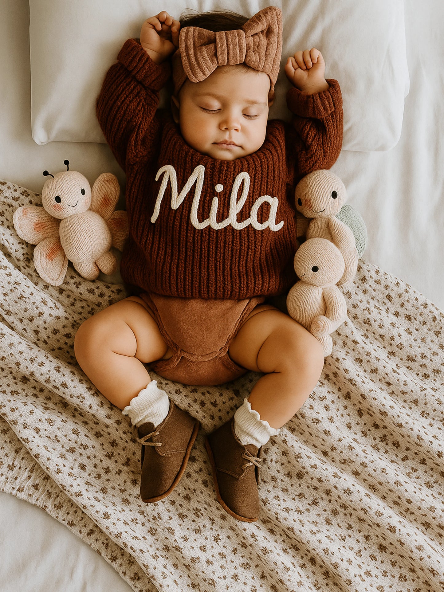 Cadeau Unique & Tricot Fait Main - Le Pull Personnalisé avec le Prénom de Votre Bébé