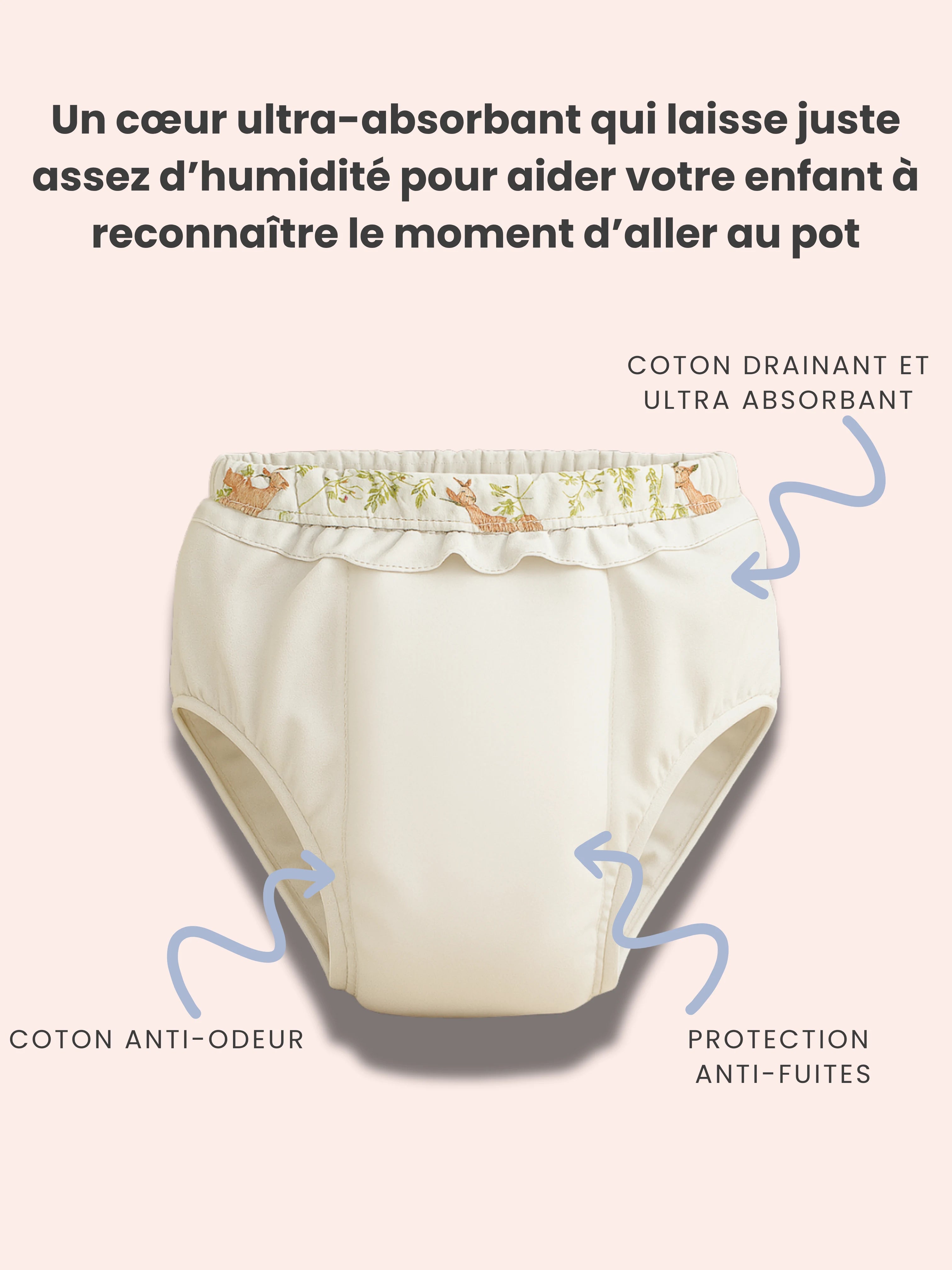 Enfin une culotte Oeko-Tex® conçue pour aider votre enfant à devenir propre le jour et la nuit