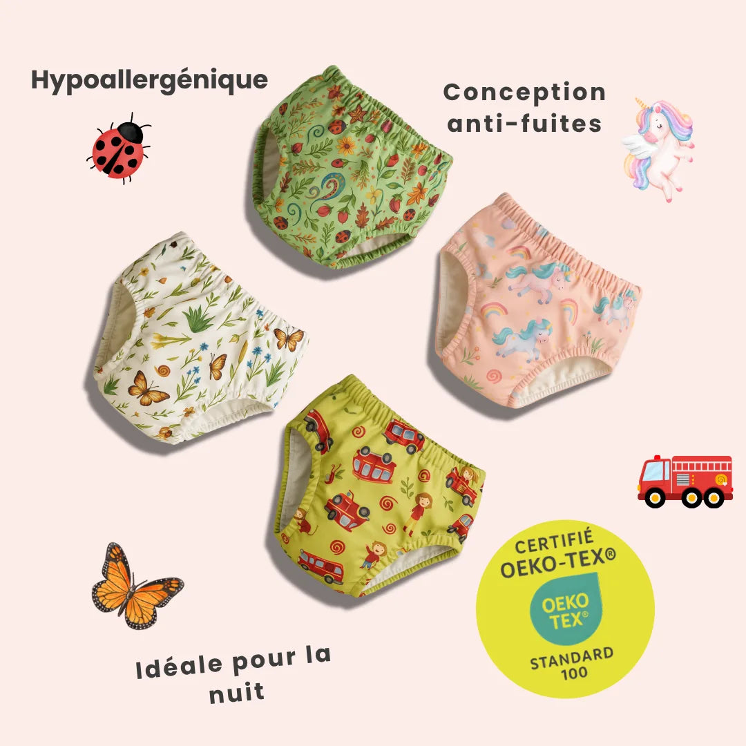 Lot de 3 culottes Oeko-Tex® - Motifs Coccinelles