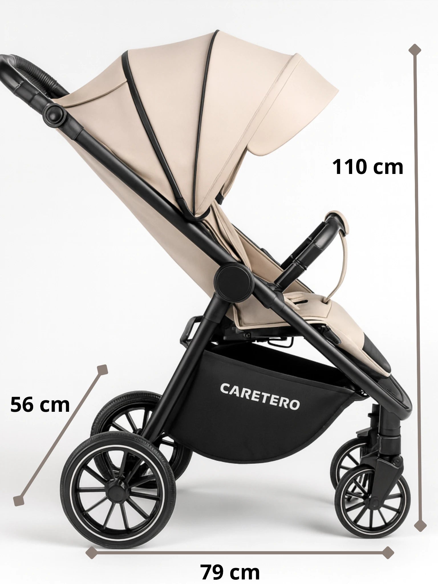 Poussette citadine latte Caretero légère et compacte