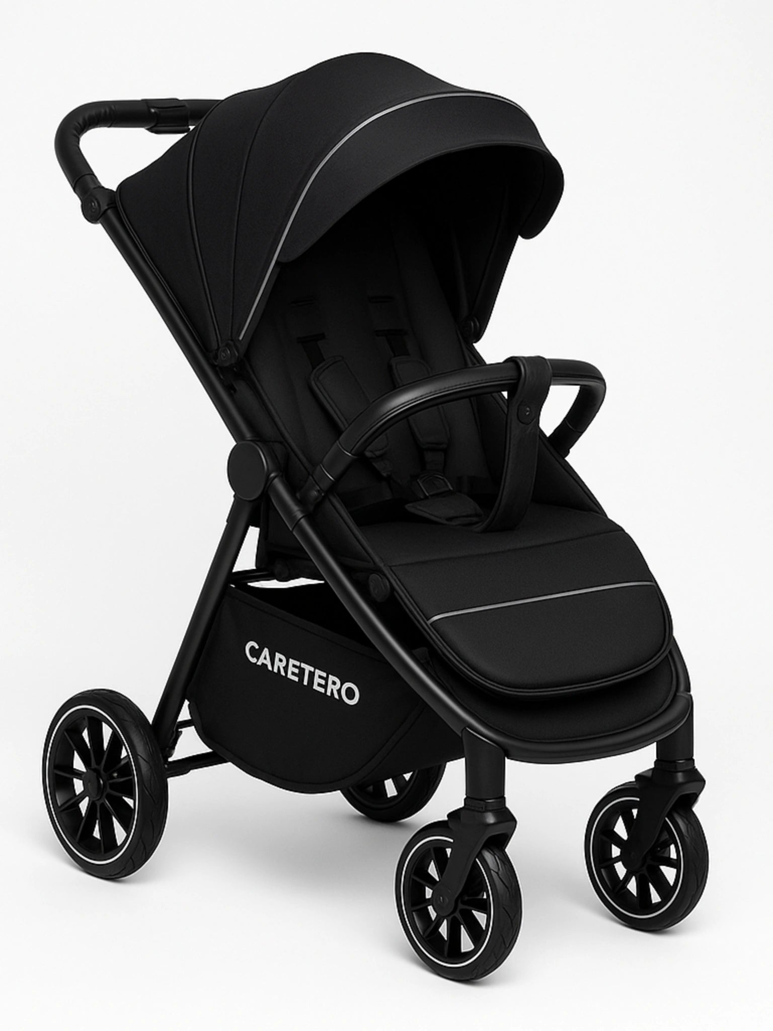 Poussette citadine noire Caretero légère et compacte