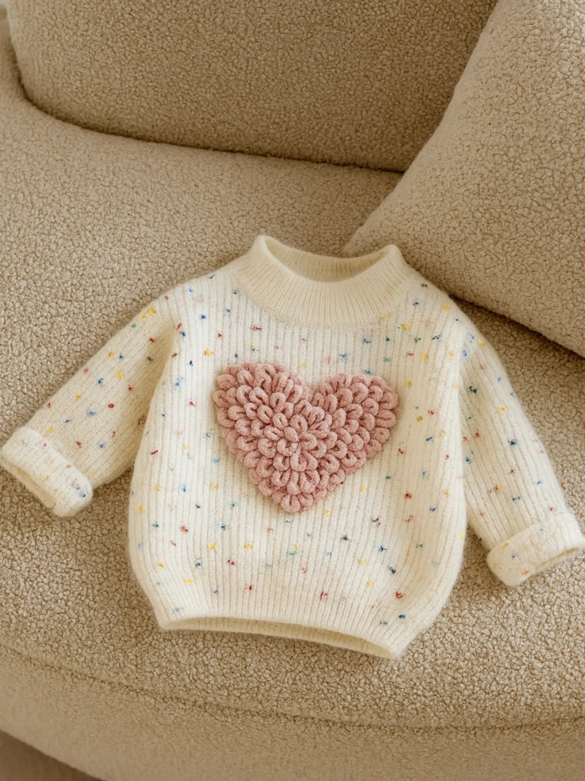 Heart-shaped knitted sweater