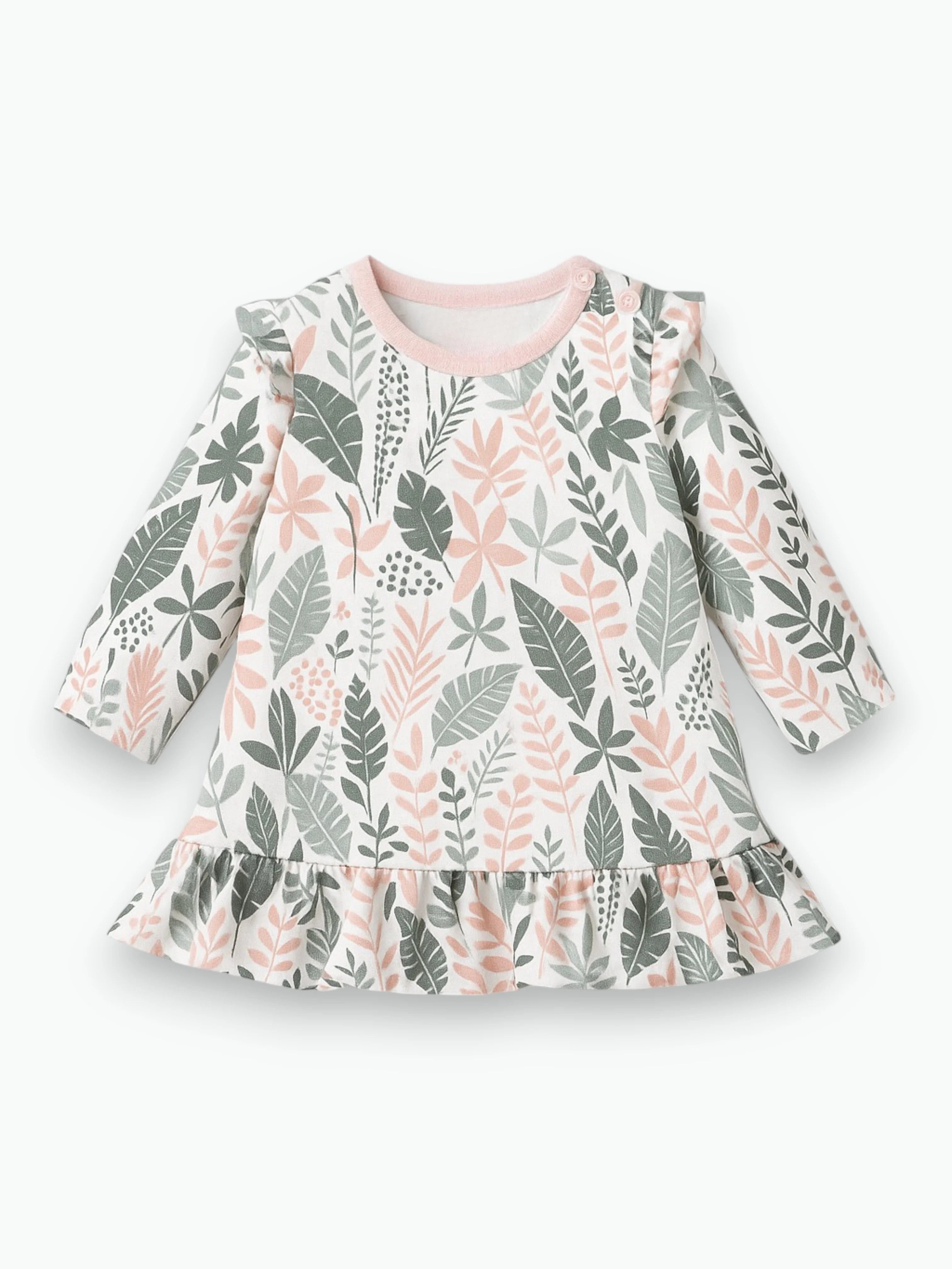 Robe couleur rose et sauge en coton biologique Oeko-Tex®