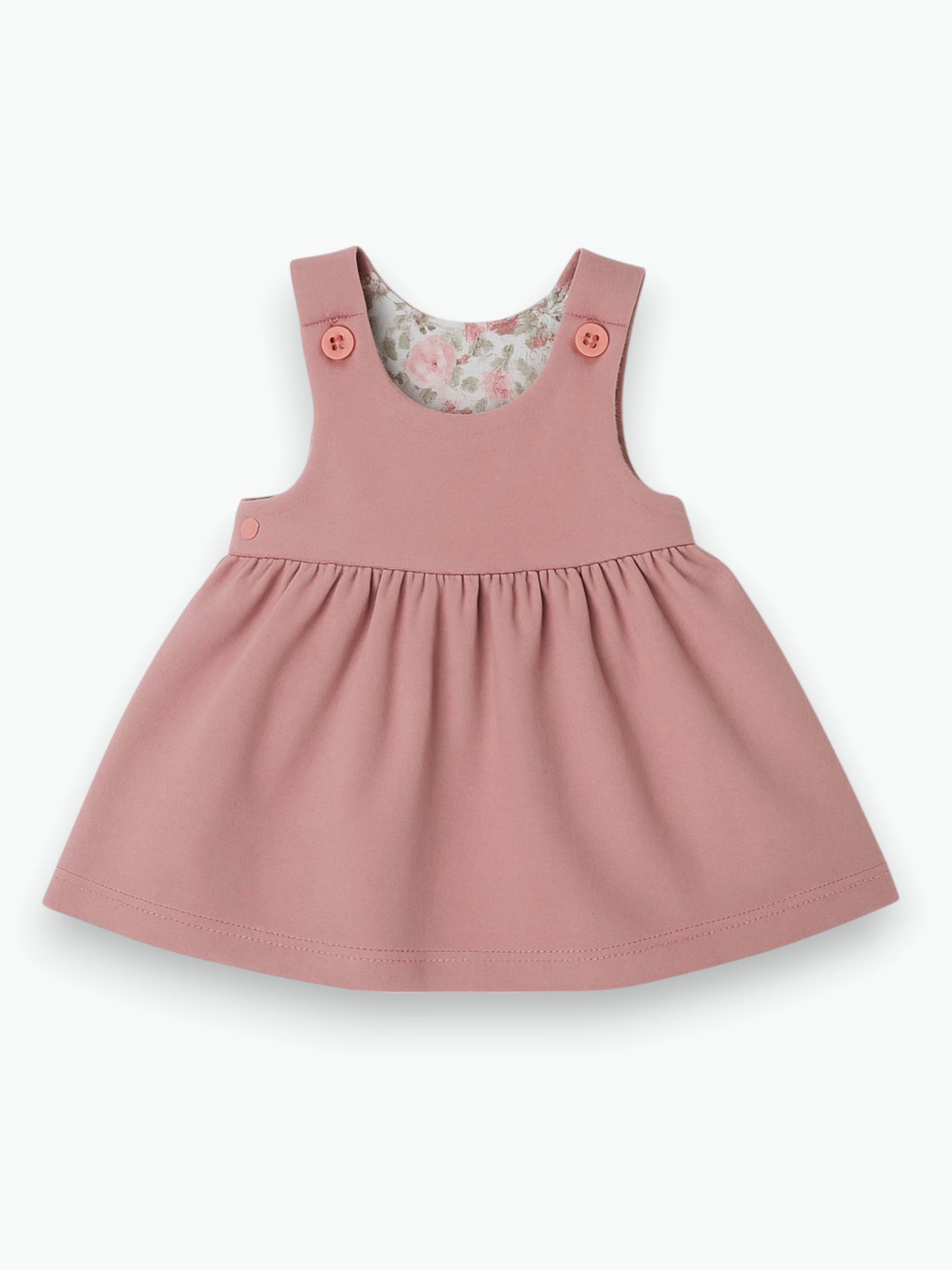Robe rose saumon avec doublure florale en coton biologique Oeko-Tex®