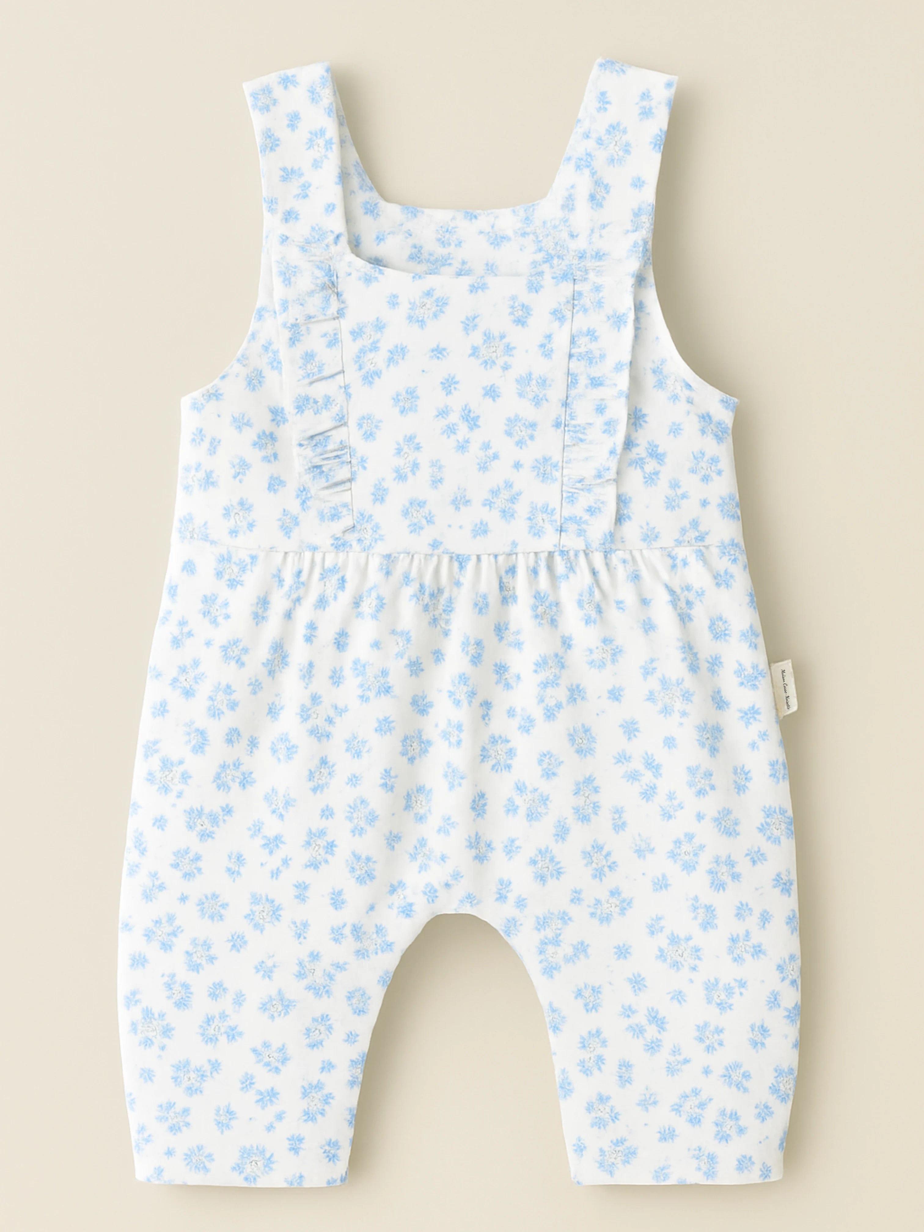 Sa salopette fleurs bleues en coton biologique Oeko-Tex®