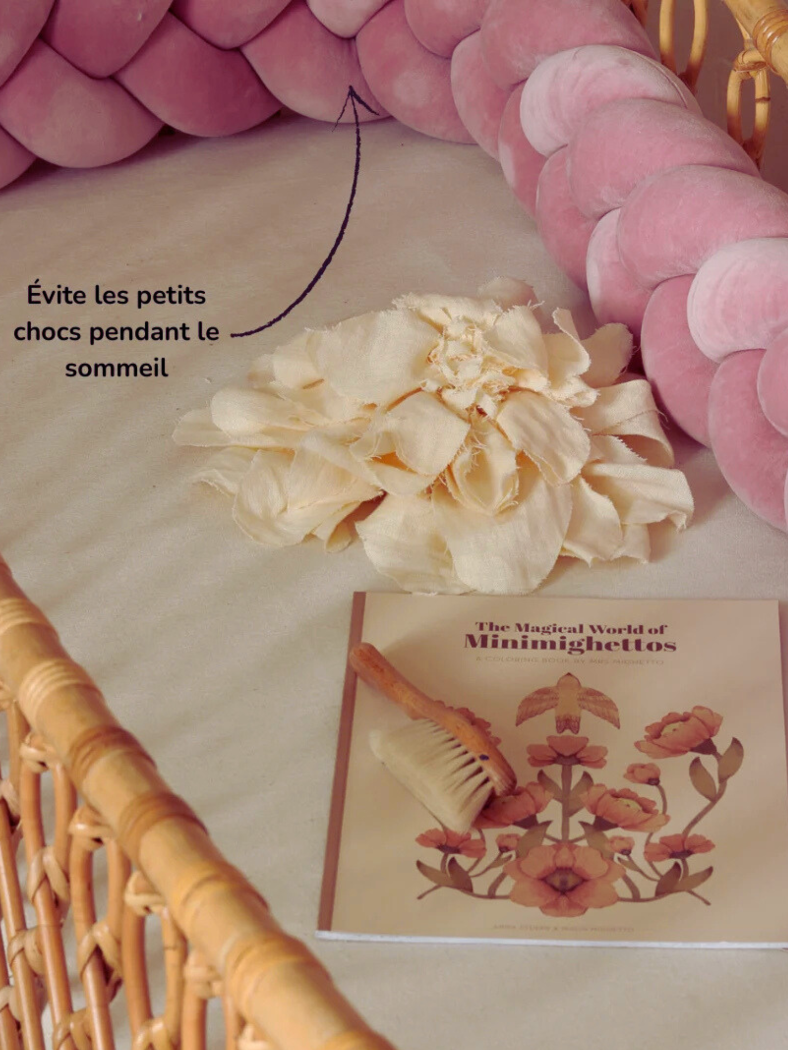 Tresse de lit Rose Poudré 3 brins Oeko-Tex®