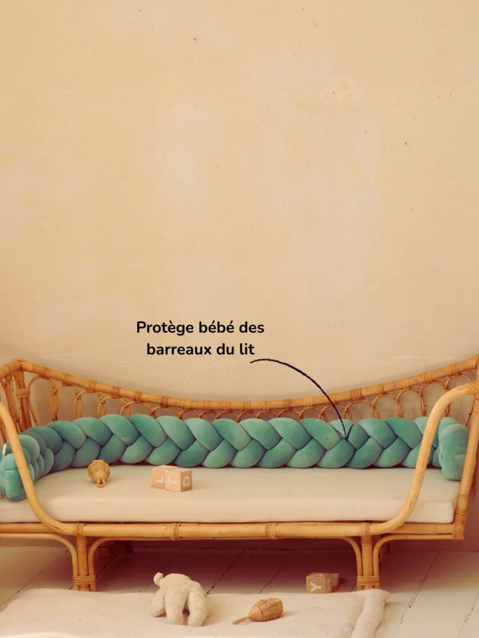 Tresse de lit Vert d'Eau 3 brins Oeko-Tex®