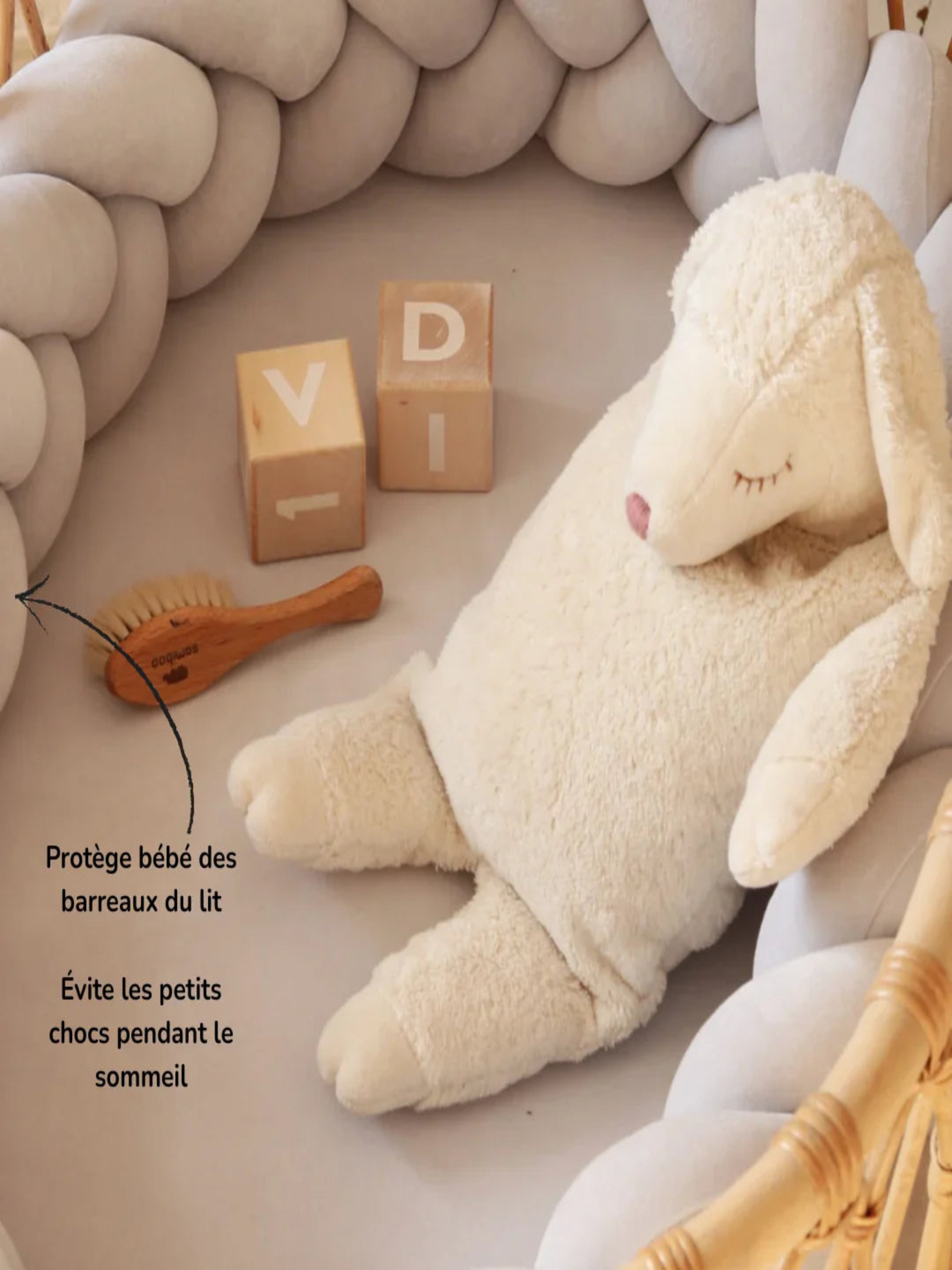 Tresse de lit Grise 3 brins Oeko-Tex®