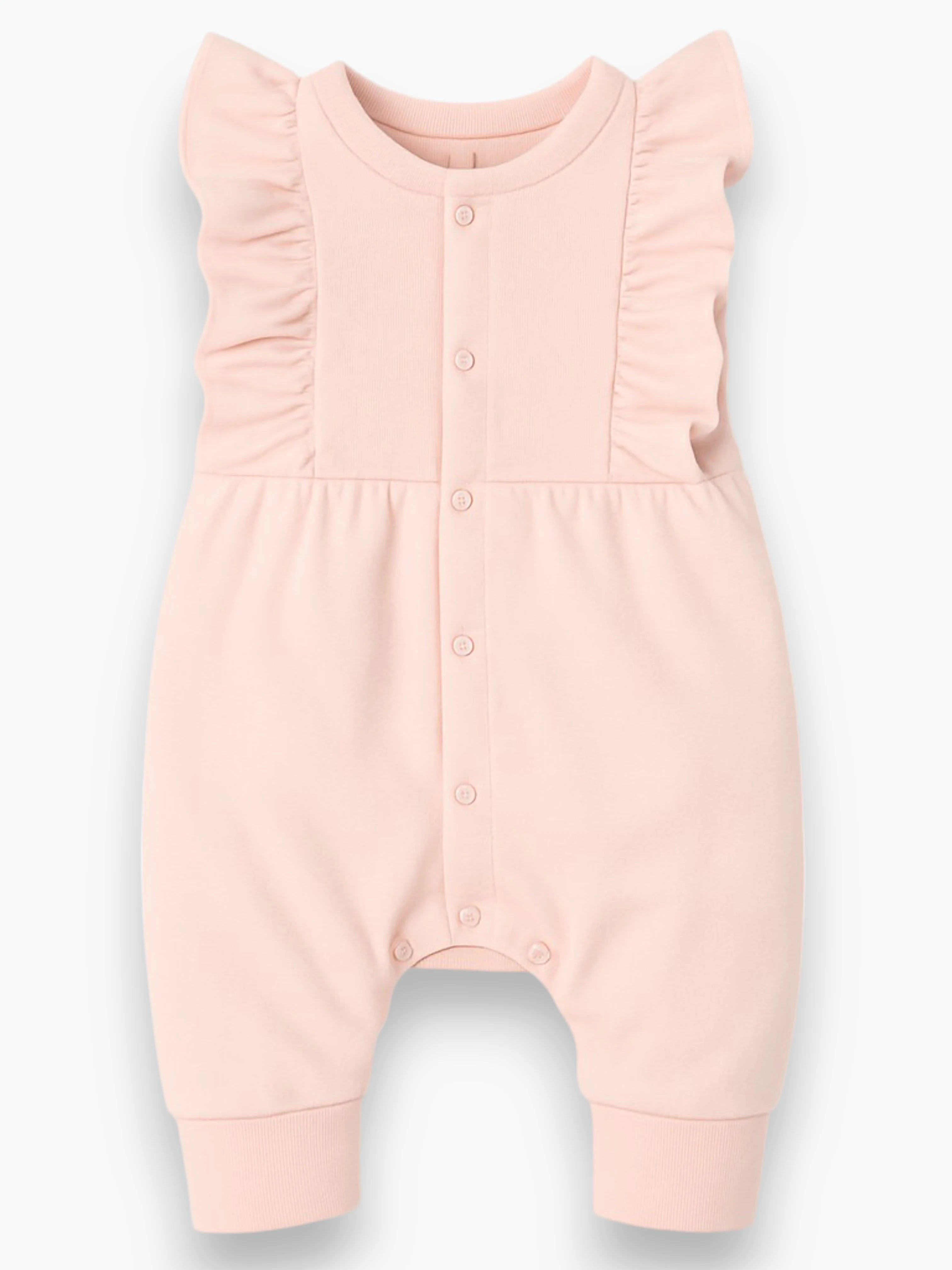 Salopette rose pâle en coton biologique Oeko-Tex®