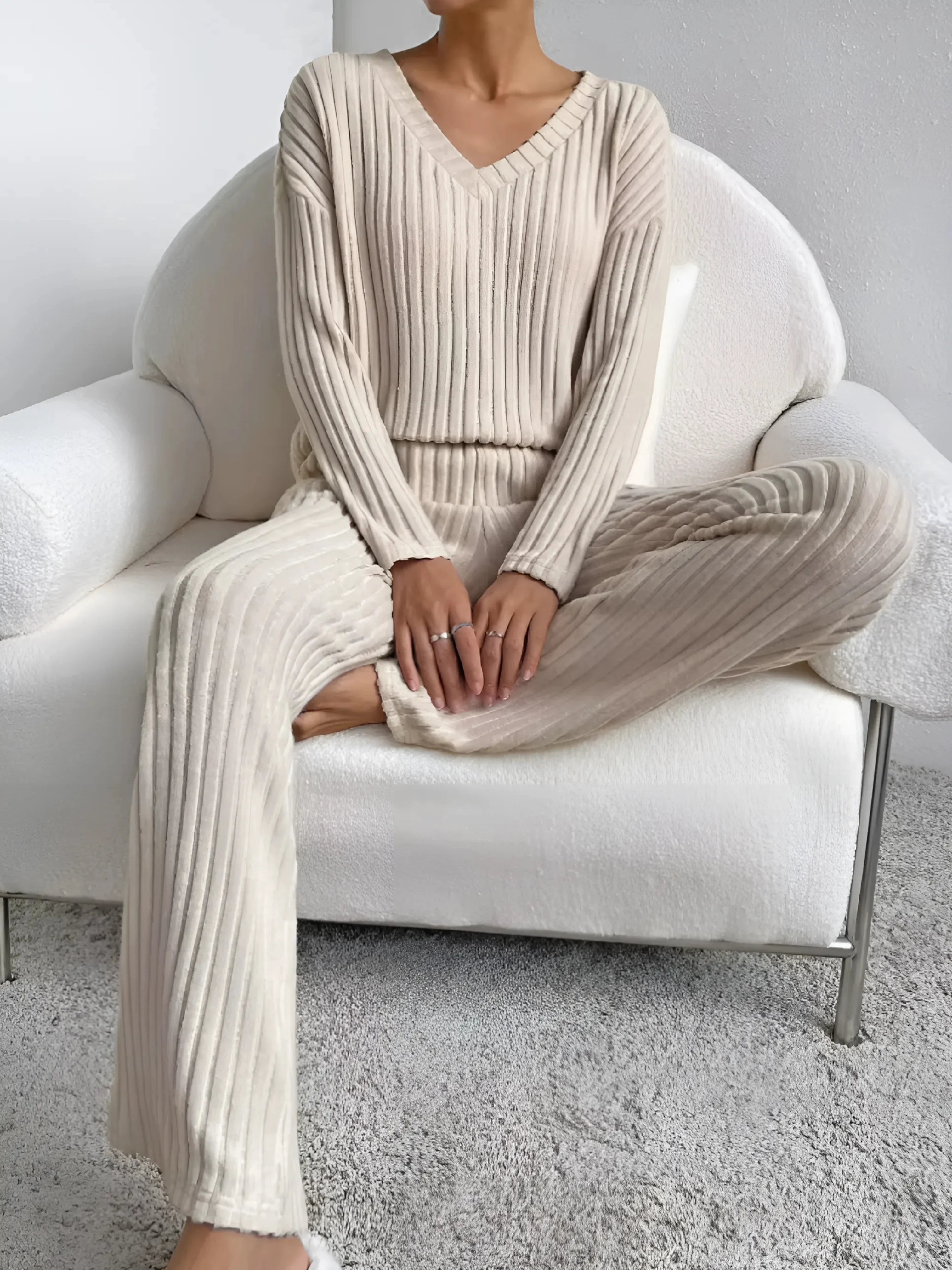 Douce Harmonie – Ensemble loungewear en maille côtelée ultra-confort