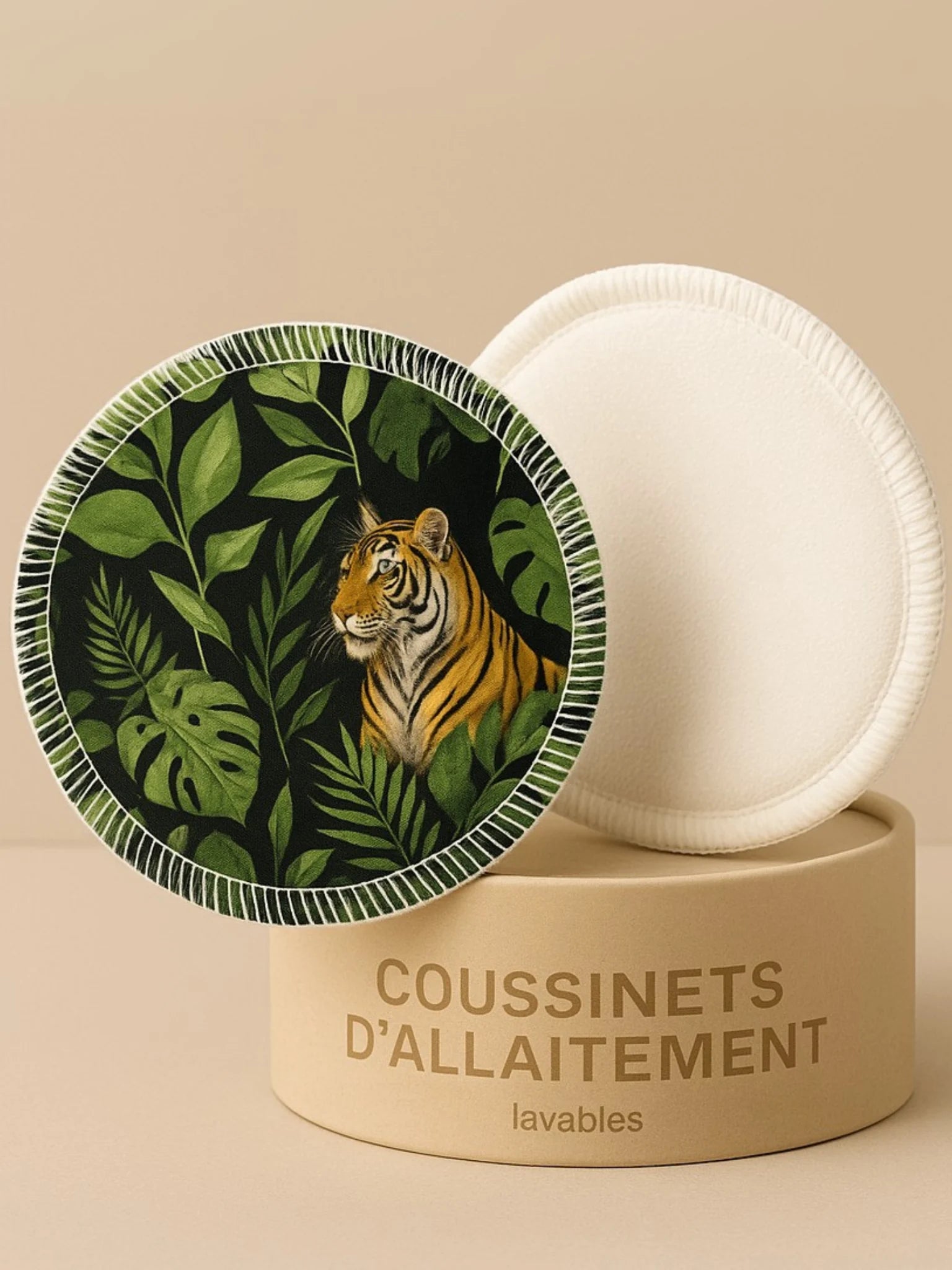 Lot de 2 Coussinets d’allaitement lavables Jungle – Ultra-absorbants & réutilisables (Jour & Nuit)