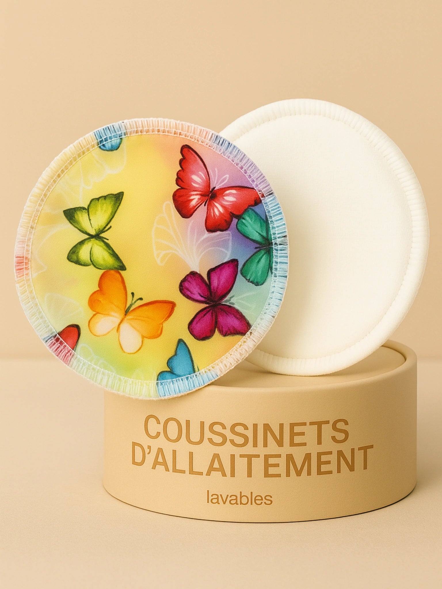 Lot de 2 Coussinets d’allaitement lavables Papillons – Ultra-absorbants & réutilisables (Jour & Nuit)