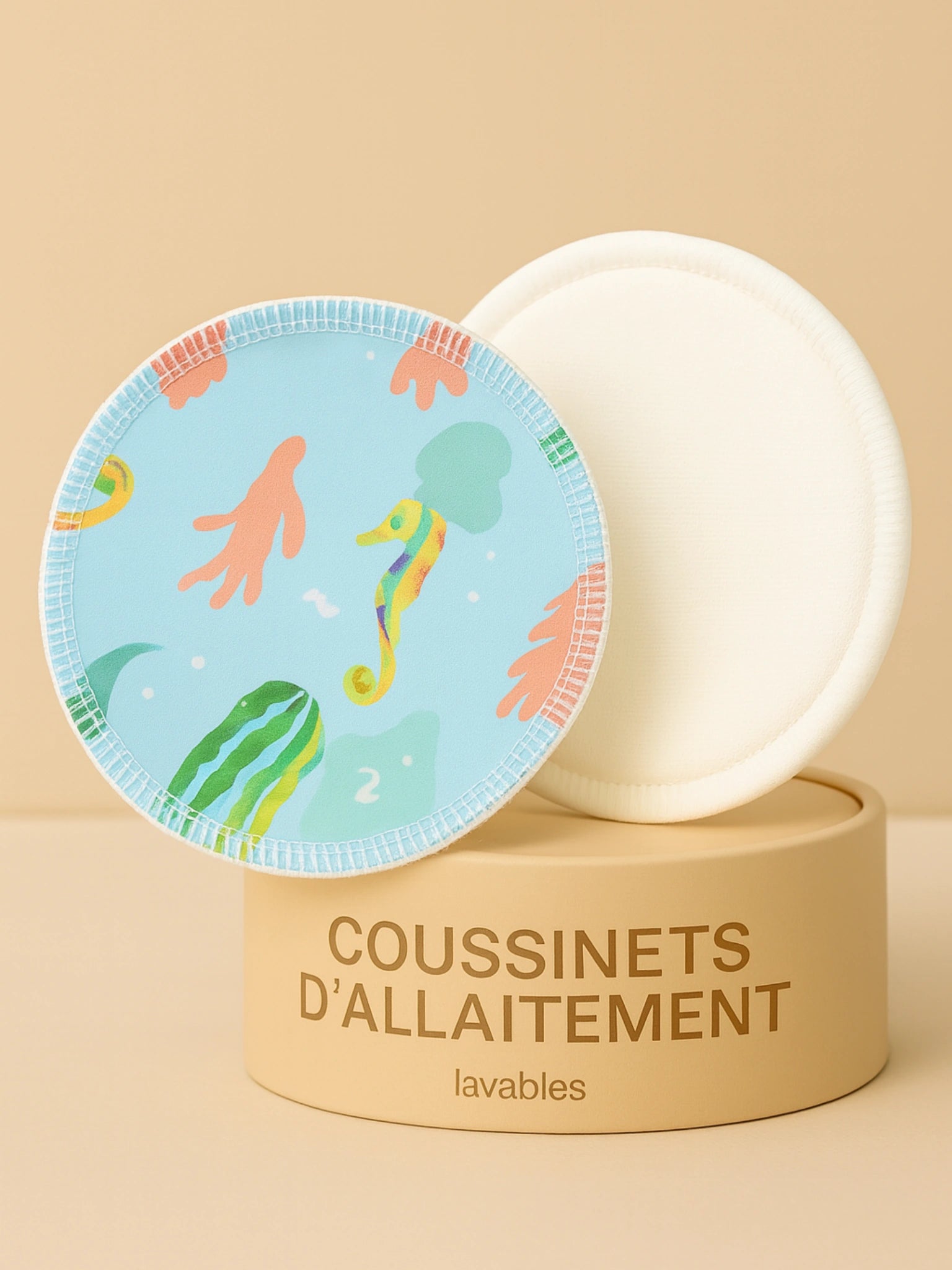 Lot de 2 Coussinets d’allaitement lavables Océan – Ultra-absorbants & réutilisables (Jour & Nuit)