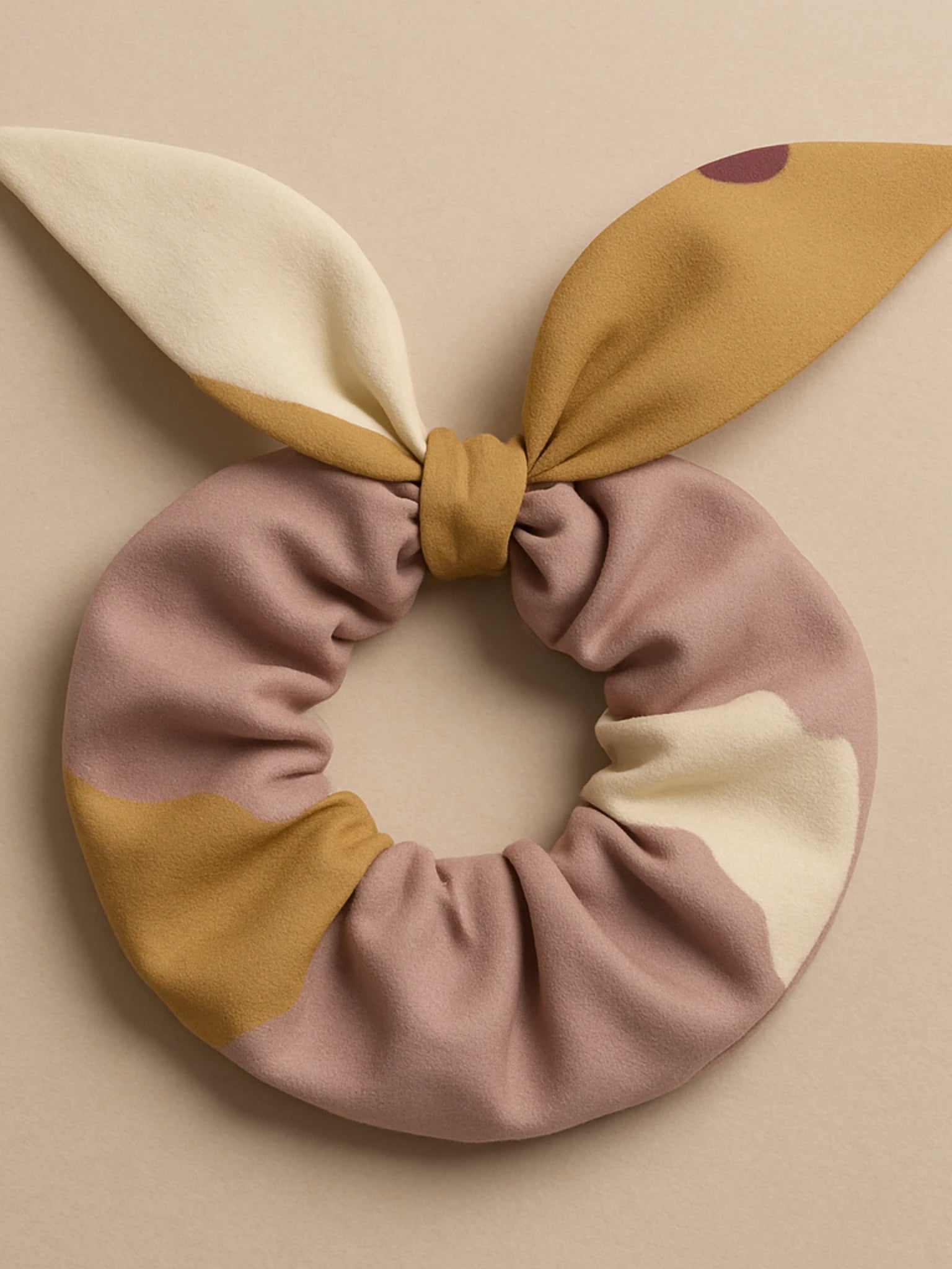 chouchou-cheveux-xxl-oreilles-lapin-rose-moutarde-creme