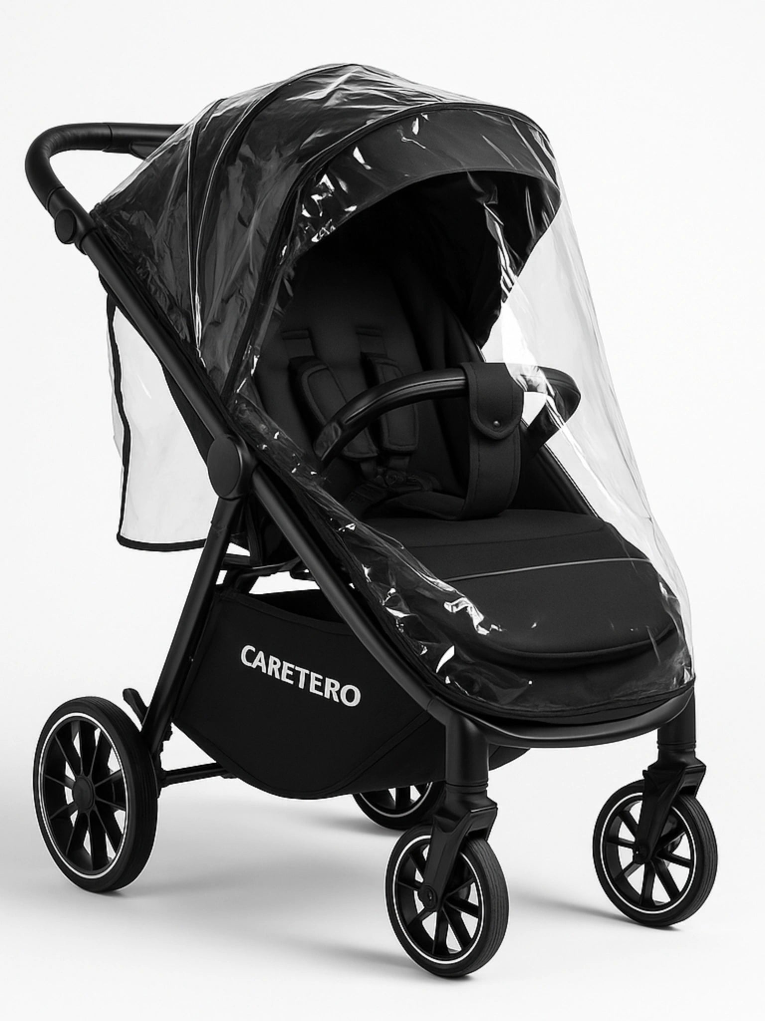 Poussette citadine noire Caretero légère et compacte