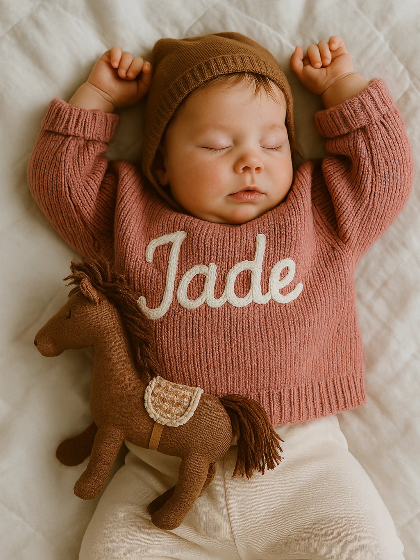 Cadeau Unique & Tricot Fait Main - Le Pull Personnalisé avec le Prénom de Votre Bébé