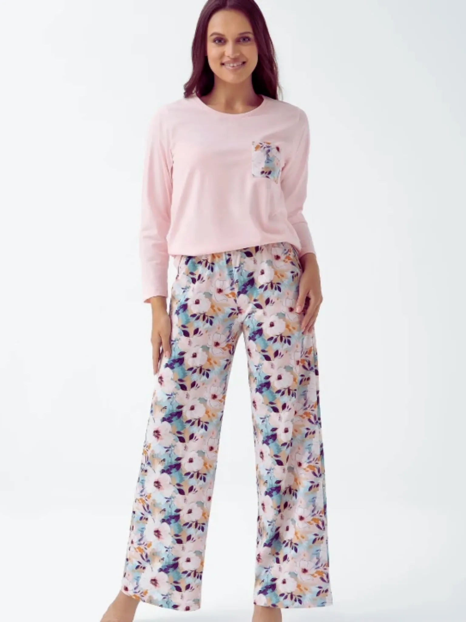 Women's floral long-sleeved pajamas | breathable Oeko-Tex® cotton