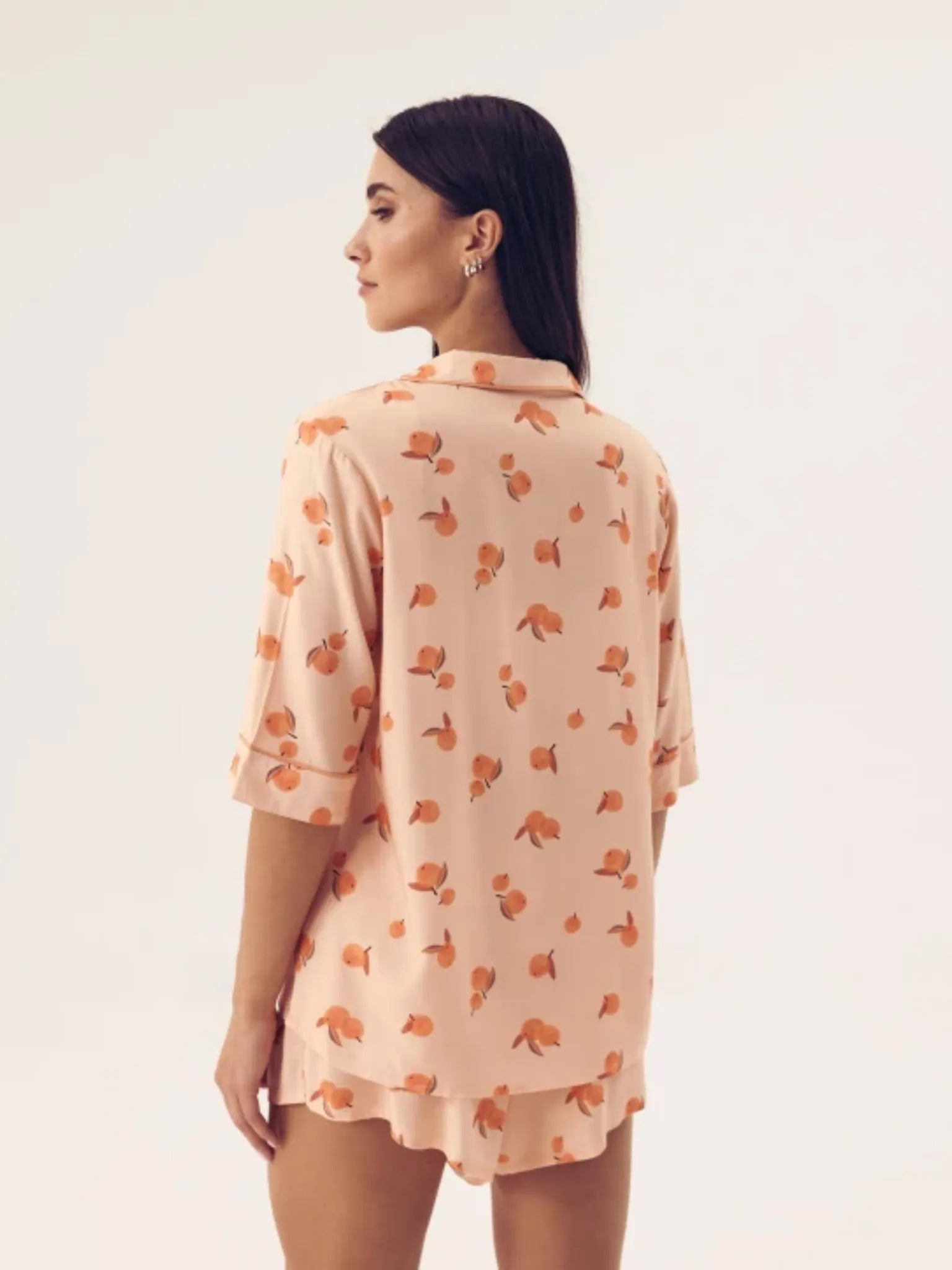 Women's peach short pajamas made of Oeko-Tex® cotton | Lightweight and breathable set