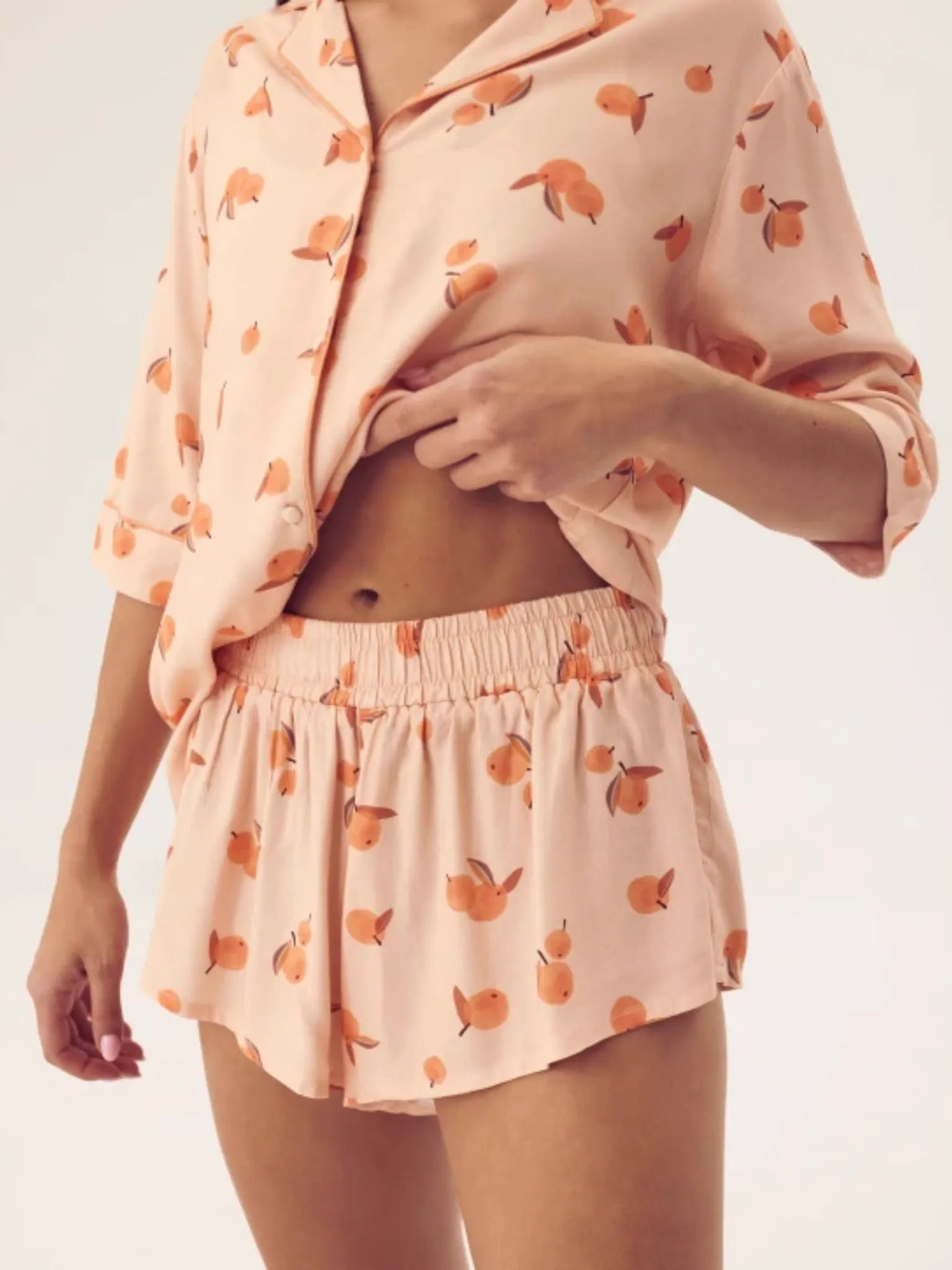 Women's peach short pajamas made of Oeko-Tex® cotton | Lightweight and breathable set
