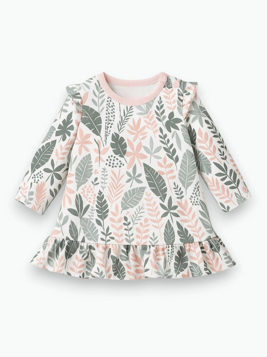 Robe couleur rose et sauge en coton biologique Oeko-Tex®