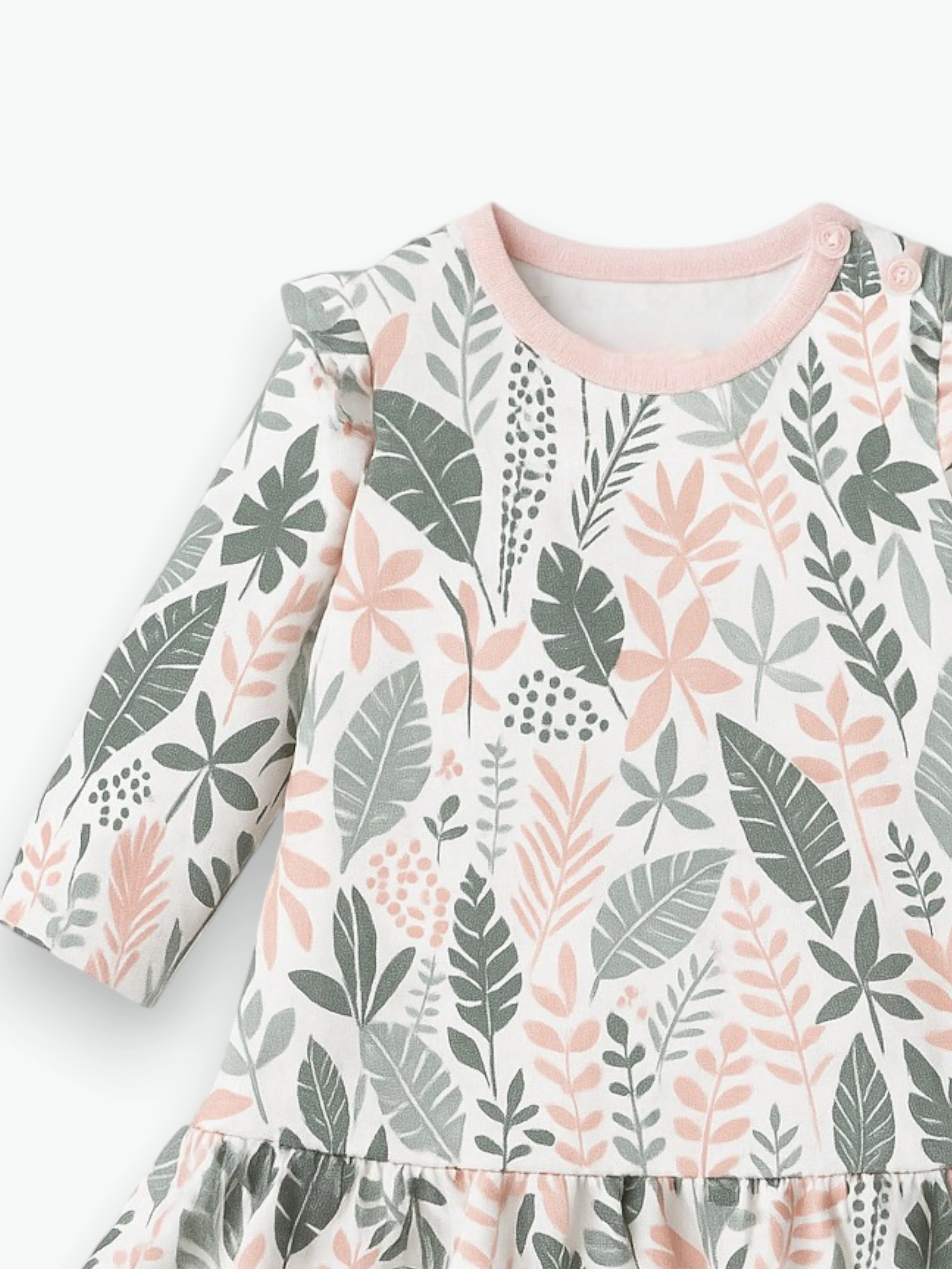 Robe couleur rose et sauge en coton biologique Oeko-Tex®