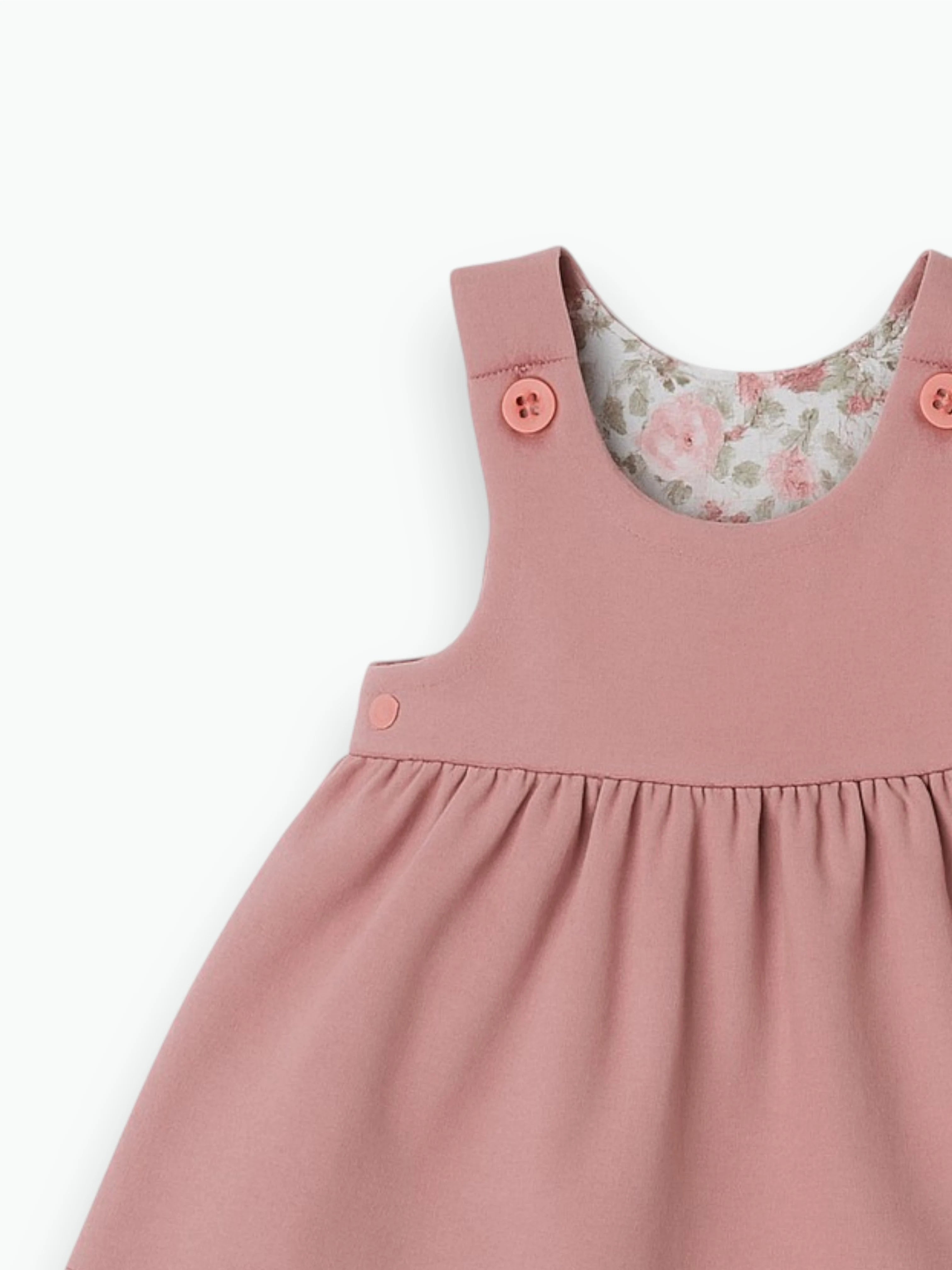 Robe rose saumon avec doublure florale  en coton biologique Oeko-Tex®