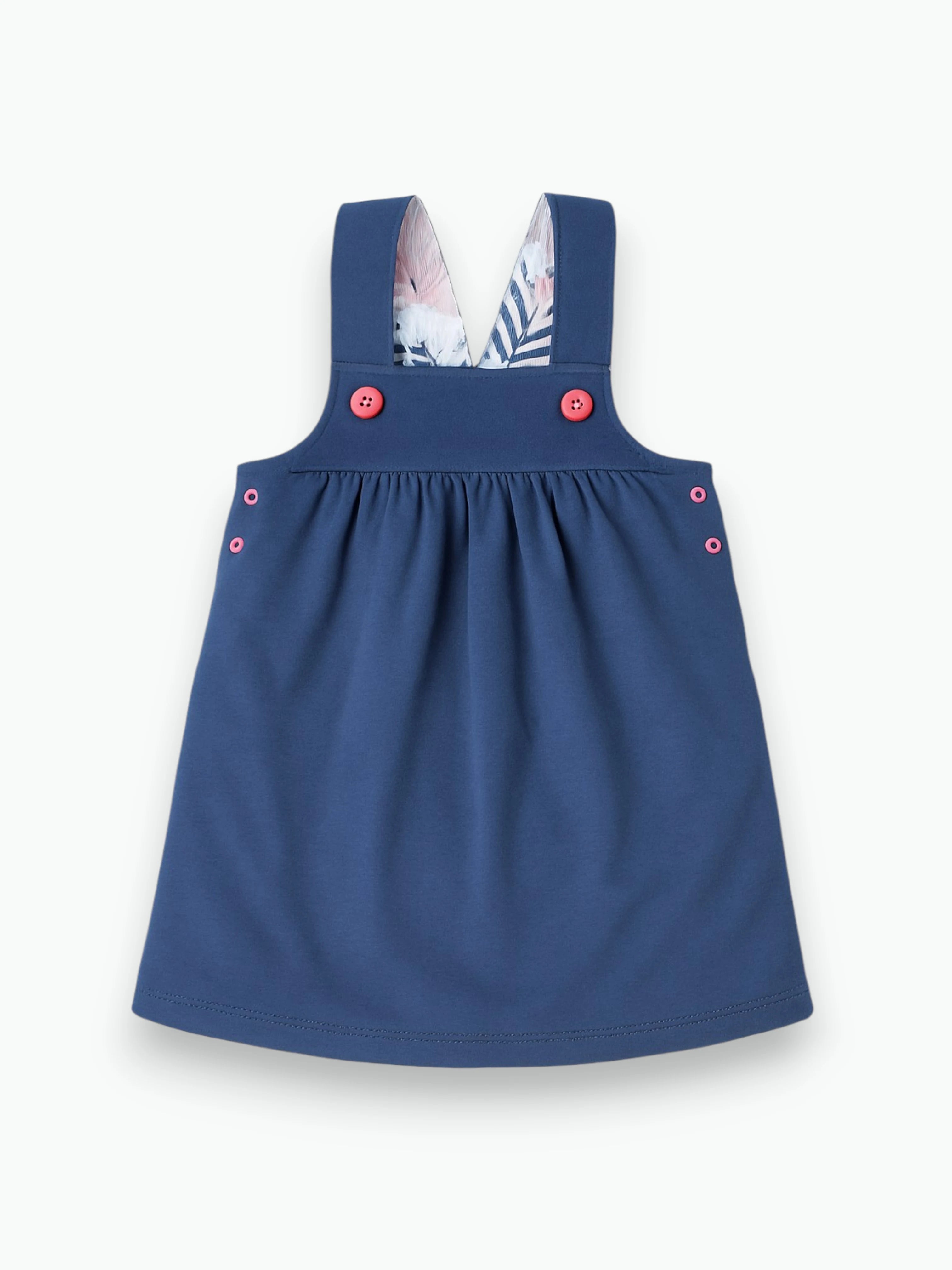 Robe bleu nuit à bretelles croisées en coton biologique Oeko-Tex®