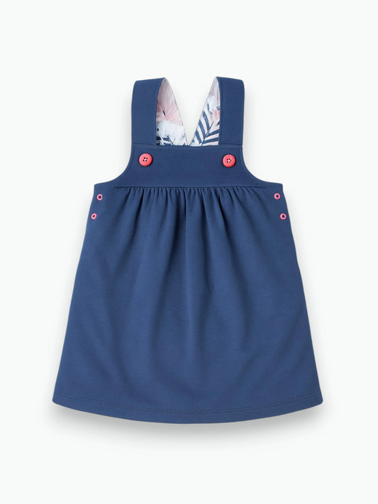Robe bleu nuit à bretelles croisées en coton biologique Oeko-Tex®