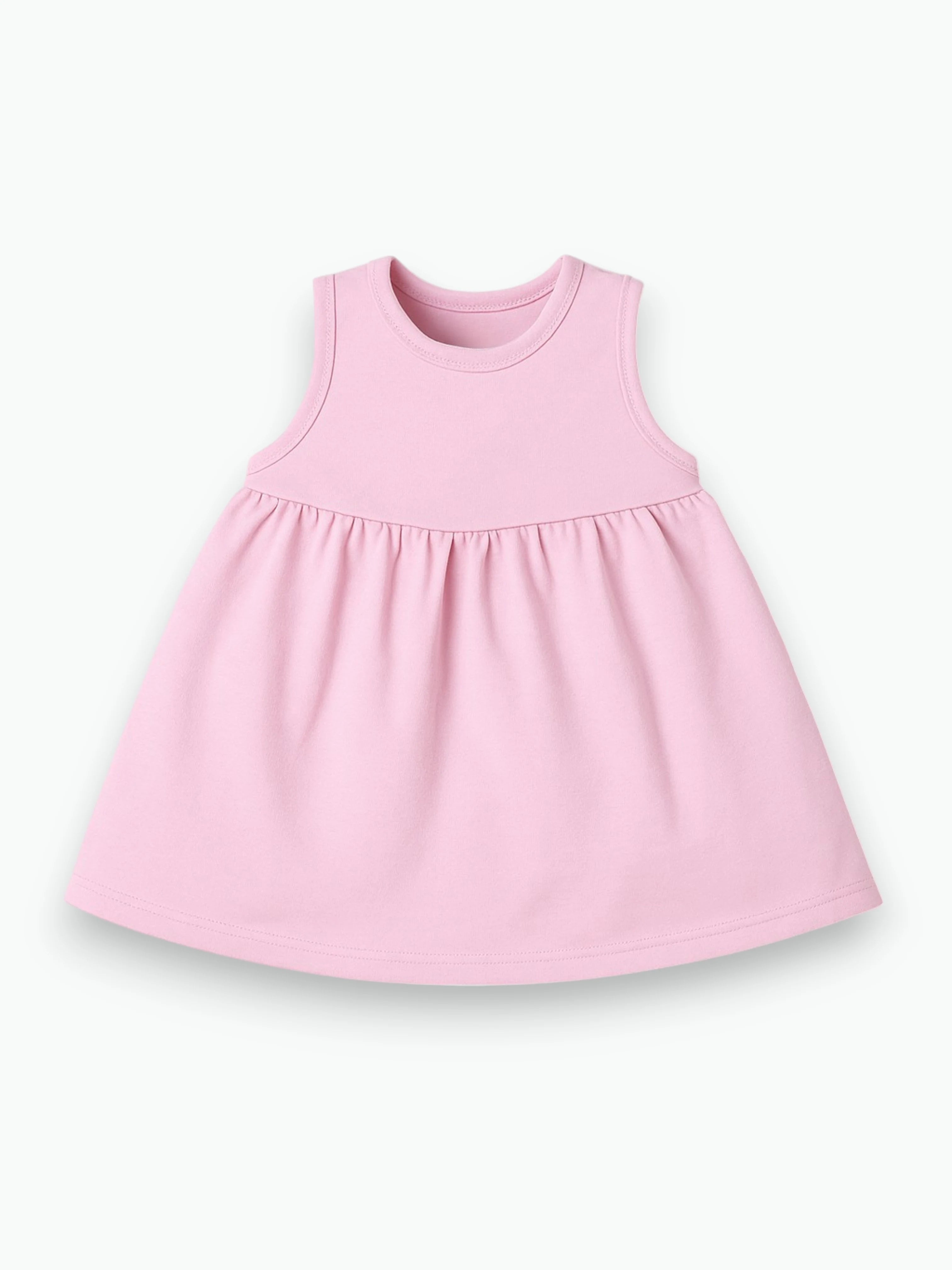 Robe rose pastel sans manches en coton biologique Oeko-Tex®
