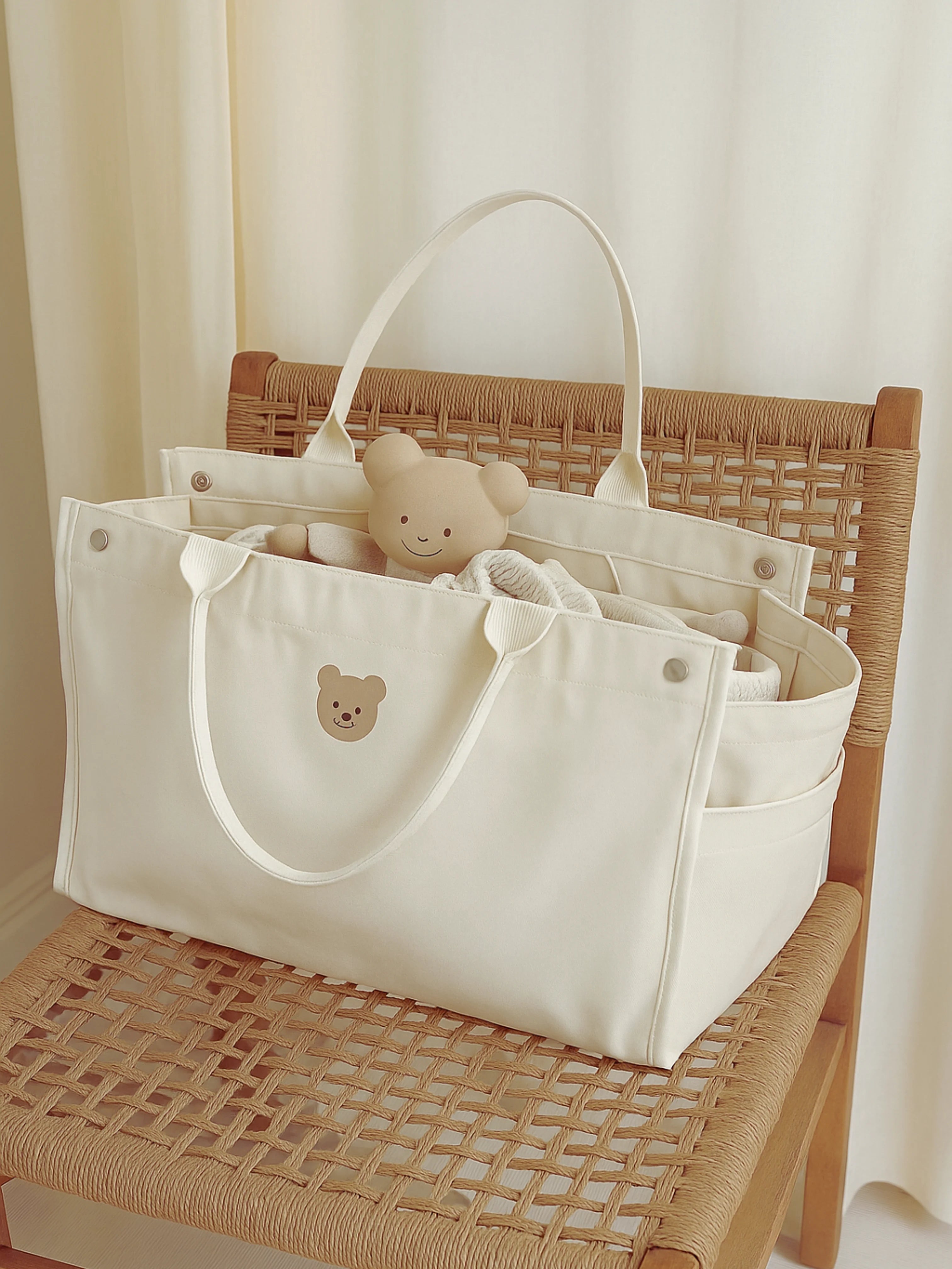 Look Craquant & Rangement Organisé | Le Sac à Langer Blanc Multifonction au Design Ours