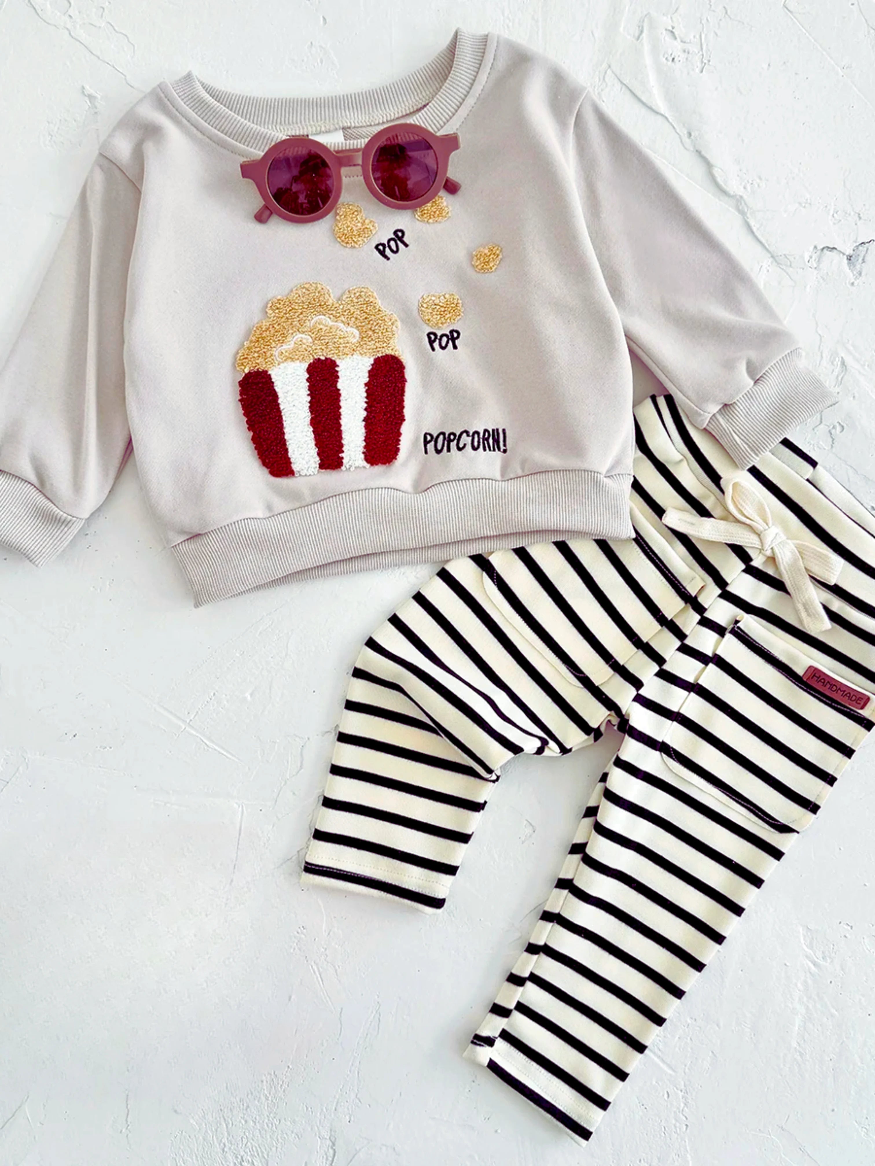 Misha - Son ensemble unisexe sweat-shirt et pantalon bébé popcorn