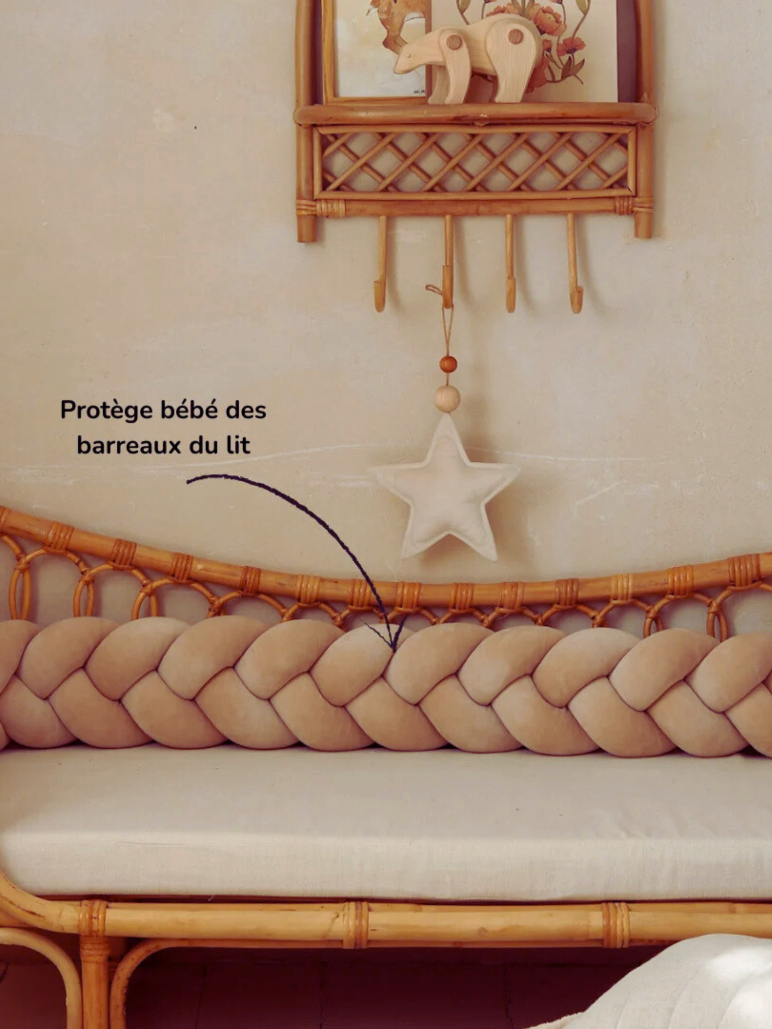 Tresse de lit Beige 3 brins Oeko-Tex®