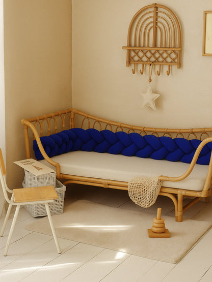 Tresse de lit bébé bleu royal pour lit cabane ou lit évolutif – Maison Casse-Noisette, décor bohème et chambre enfant chaleureuse